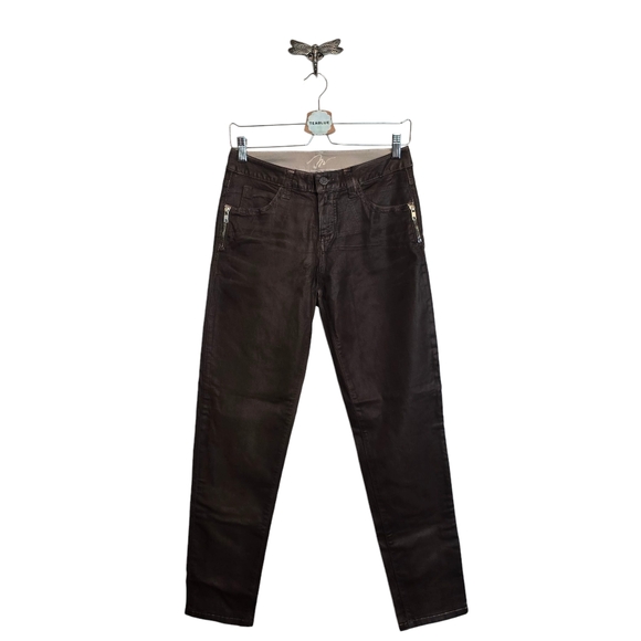 🔴 3/$25 Miraclebody by Miraclesuit Julia Ankle Skinny Jean Brown Coated 4 - Picture 1 of 16